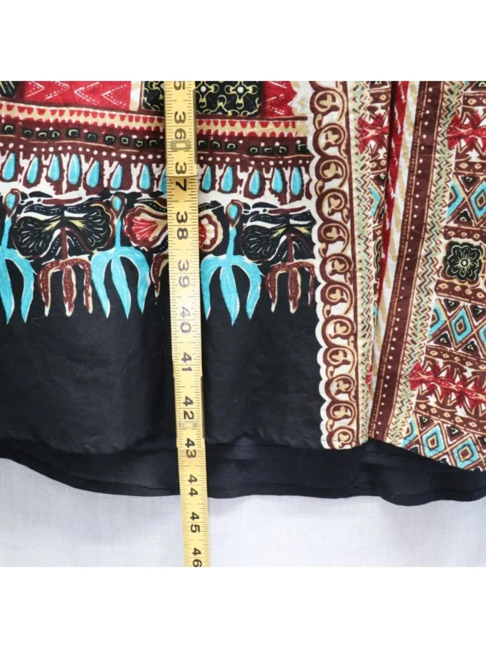 BCBG Max Azria Southwest Geo Print Tie Back Dress Black Red Medium - Picture 15 of 15